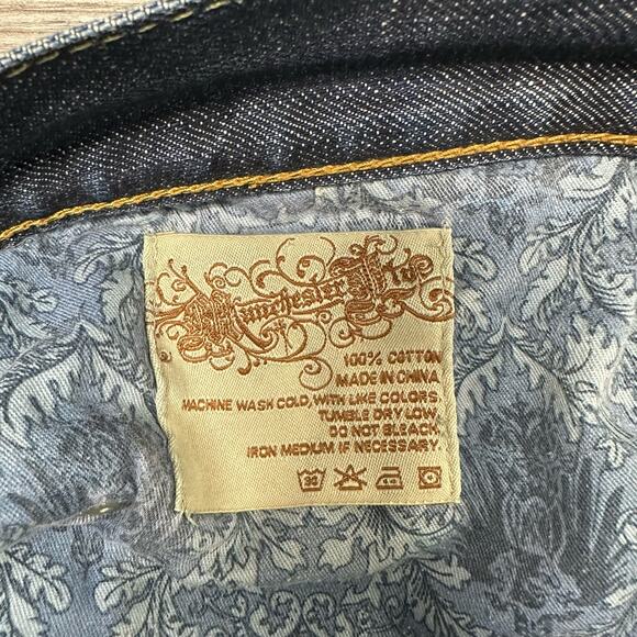 Vintage Y2K Manchester Ltd. Blue‎ Mens 31 Raw Edge Whiskered Denim Jean Shorts - Picture 10 of 10